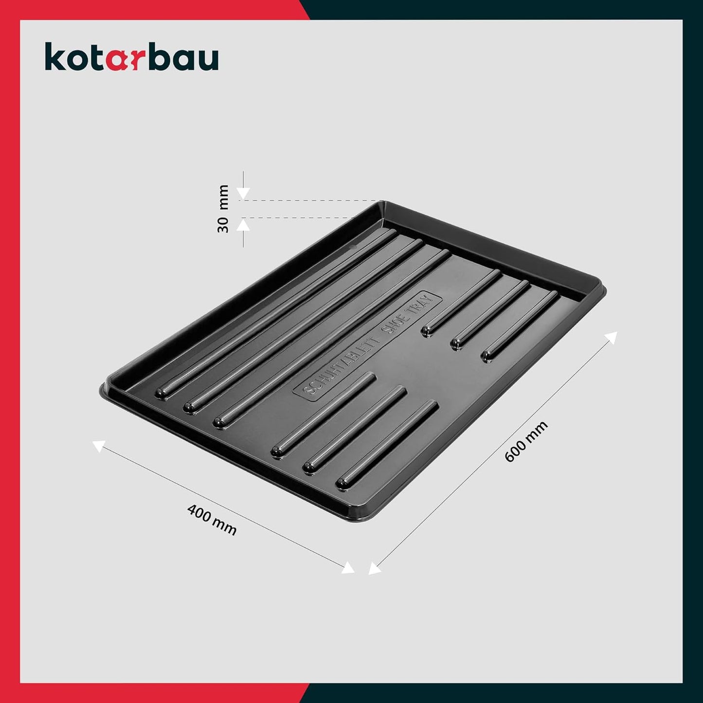 2er-Set Schuhabtropfschalen, 60x40 cm Schwarz