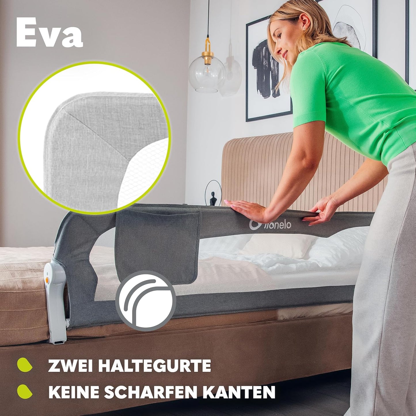 Rausfallschutz Bettgitter (150 cm, klappbar), Gris Melange