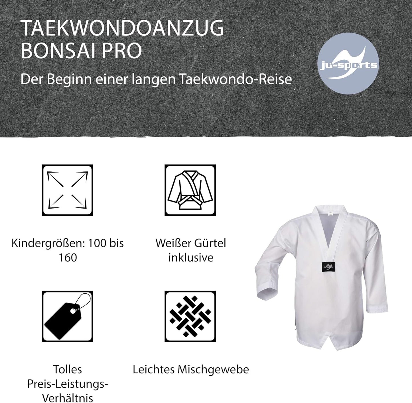 Taekwondo Anzug Bonsai pro für Kinder & Einsteiger, 100
