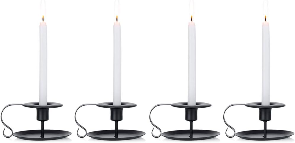 Schmiedeeiserne Kerzenständer, 4 Pièces Schwarz