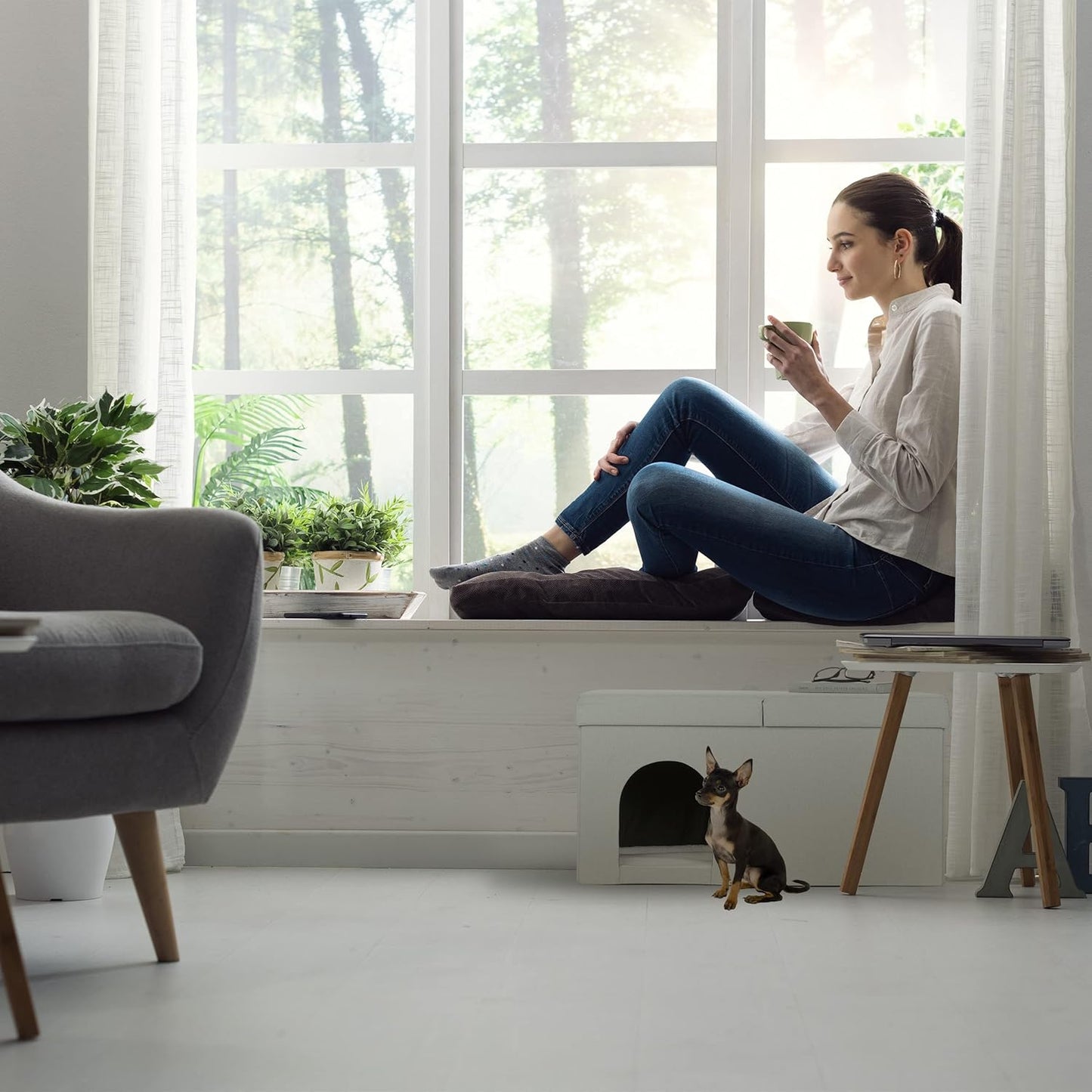 Faltbare Katzenhöhle mit Sitzbank-Funktion, beige 1 Stück