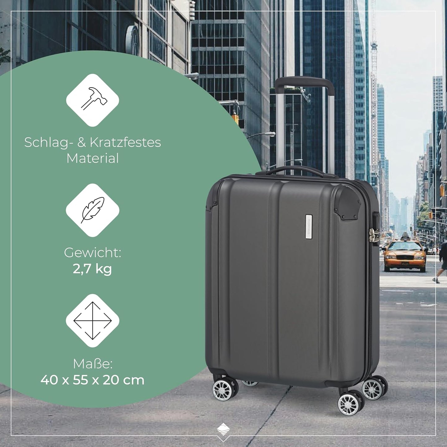 City - Handgepäck-Koffer, Anthrazit 55 cm (Trolley S)