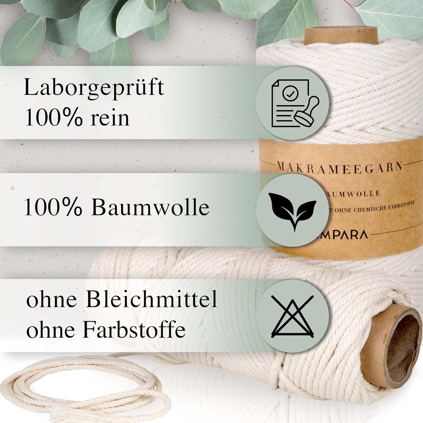 Makramee Garn, Baumwolle 4mm x 300m