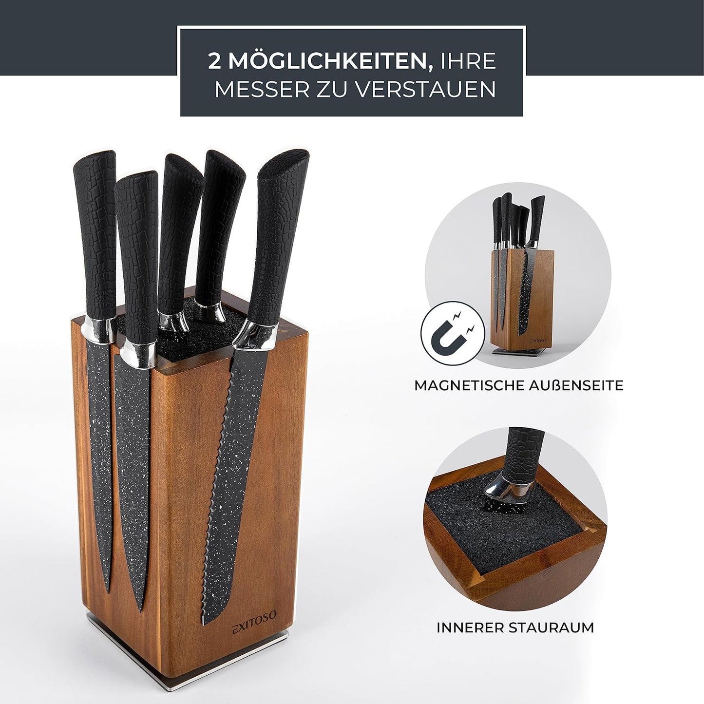 Magnetischer Messerblock, Akazienholz|Messerblock