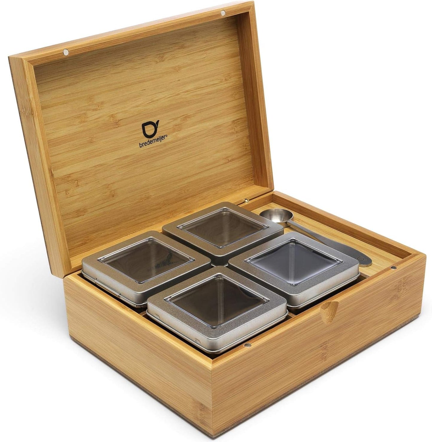 Teebeutelbox mit 4 Dosen & Teemasslöffel