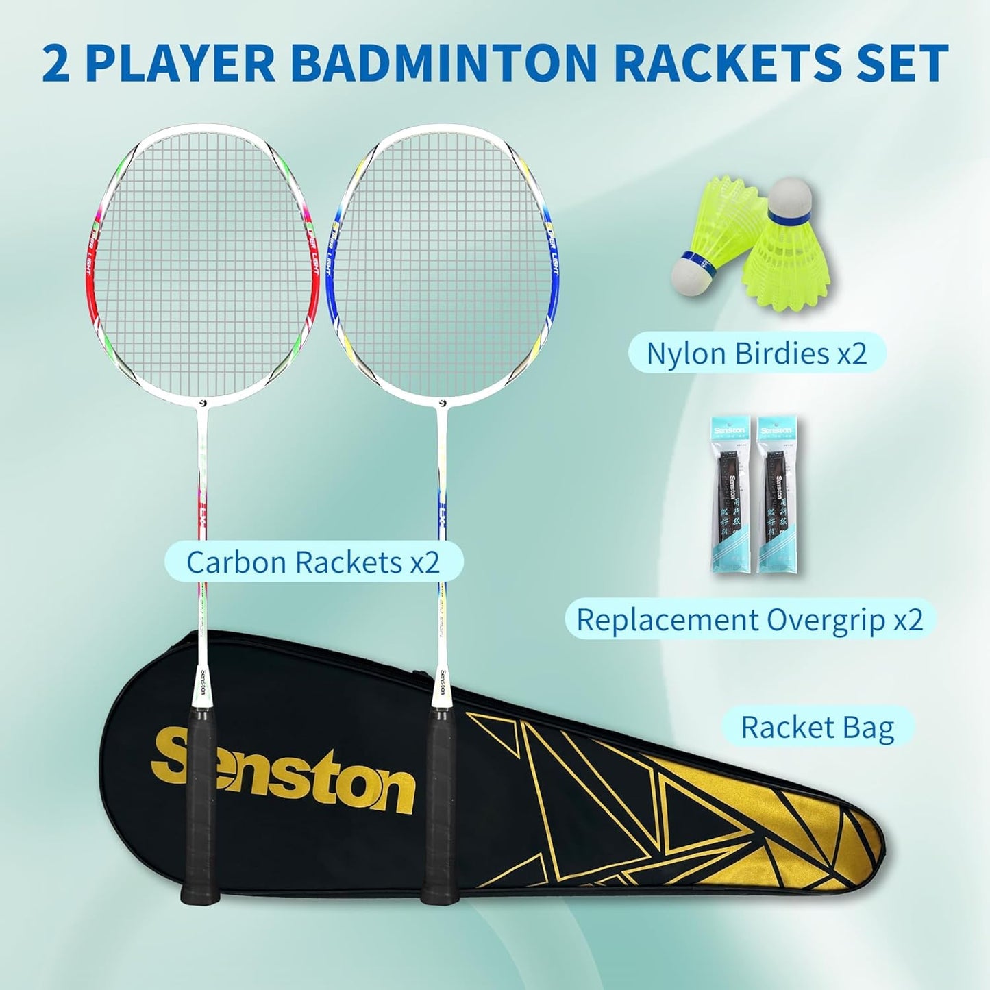 Badminton-Set mit Zubehör, Rot+Blau