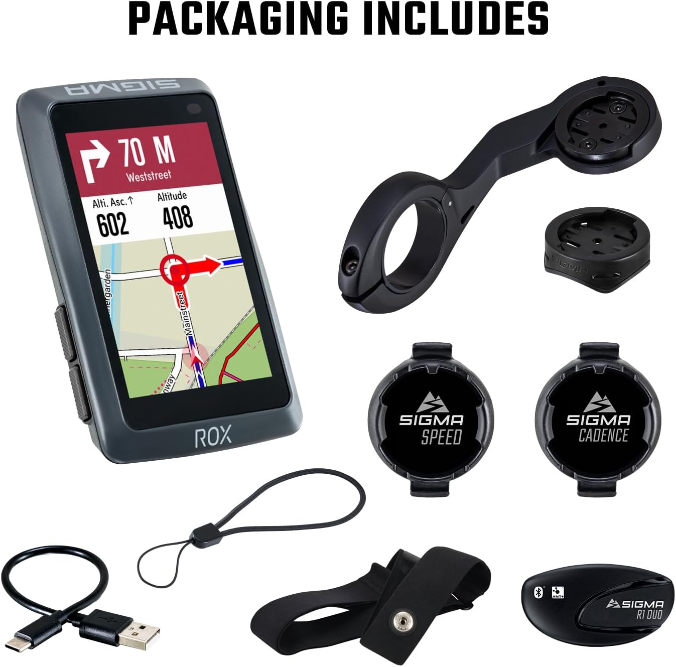 Fahrradcomputer ROX 12.1 EVO mit GPS, Grau ; Sensor set