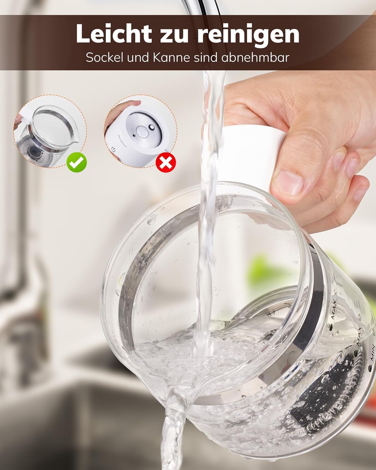 Elektrischer 4-in-1 Milchaufschäumer, 500ml Glas+weiss