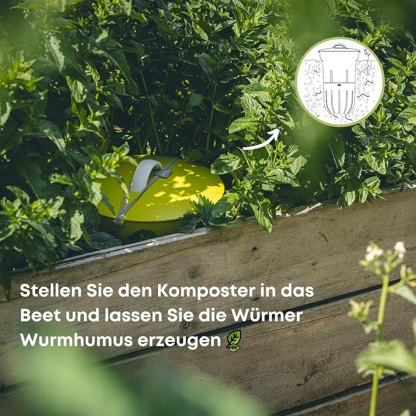 Wurmkomposter für Hochbeete, Grün