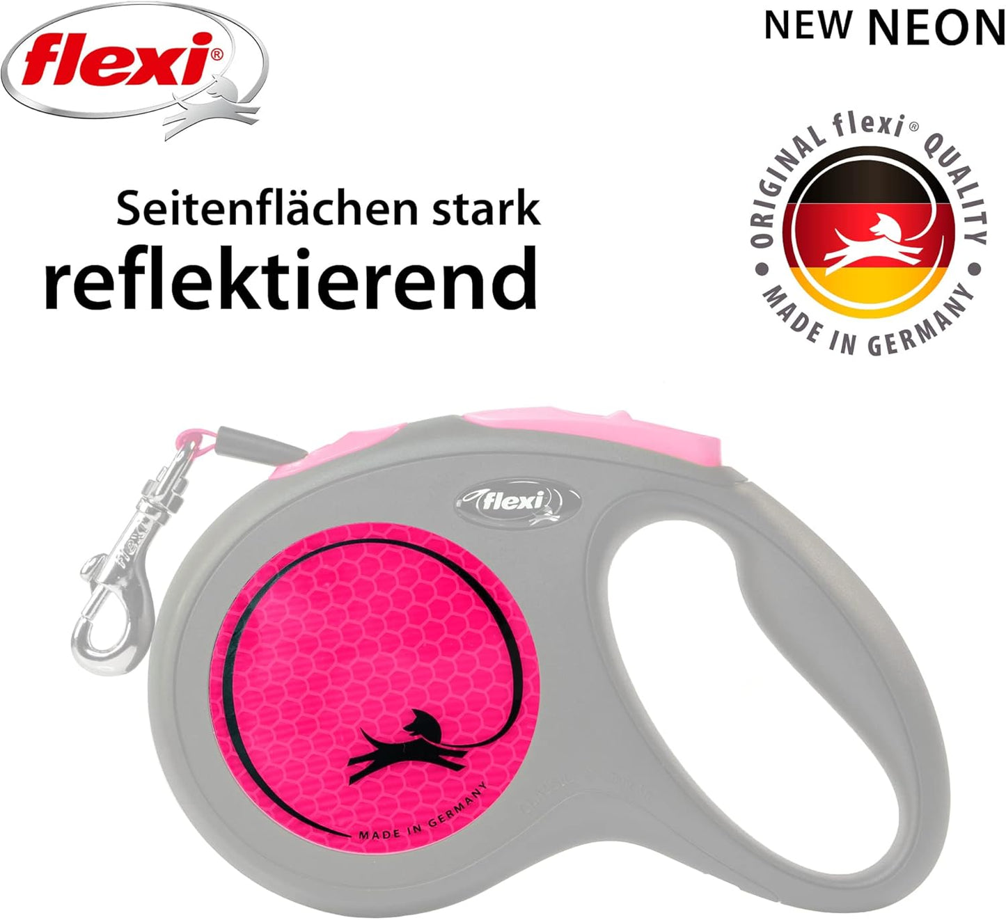 Roll-Leine New Neon Gurt, Black/Neon Pink m