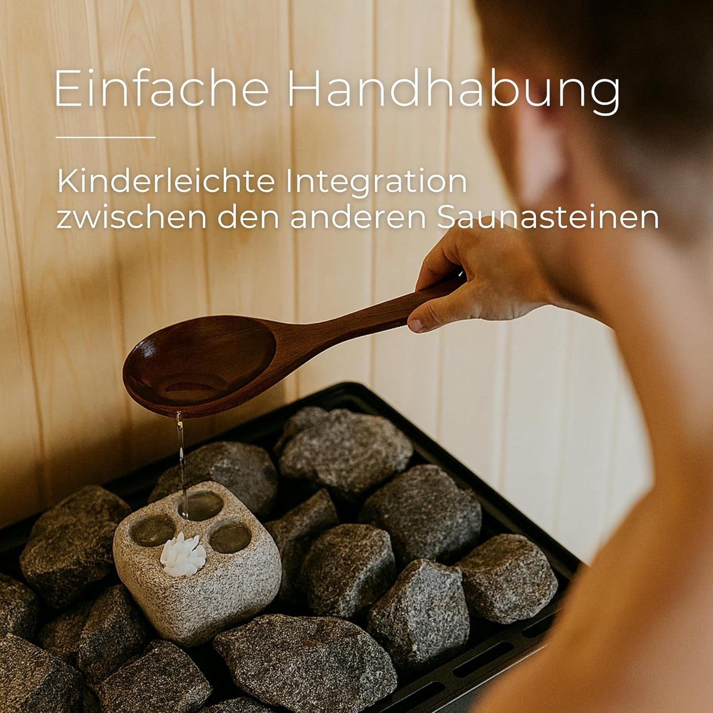 Saunastein mit 4 Bohrungen für Aromatherapie