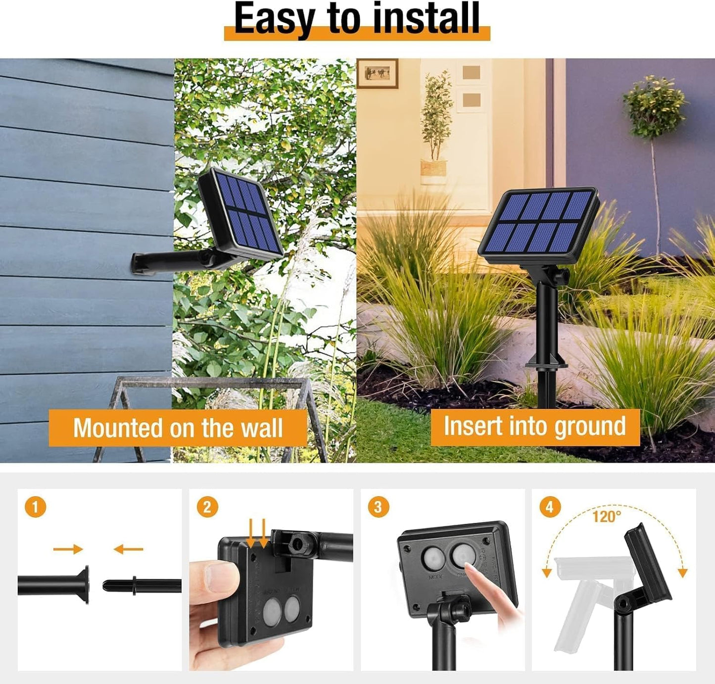 2 Stück Solar Lichterketten mit je 150 LEDs, Warmweiss 2 Stück-15M