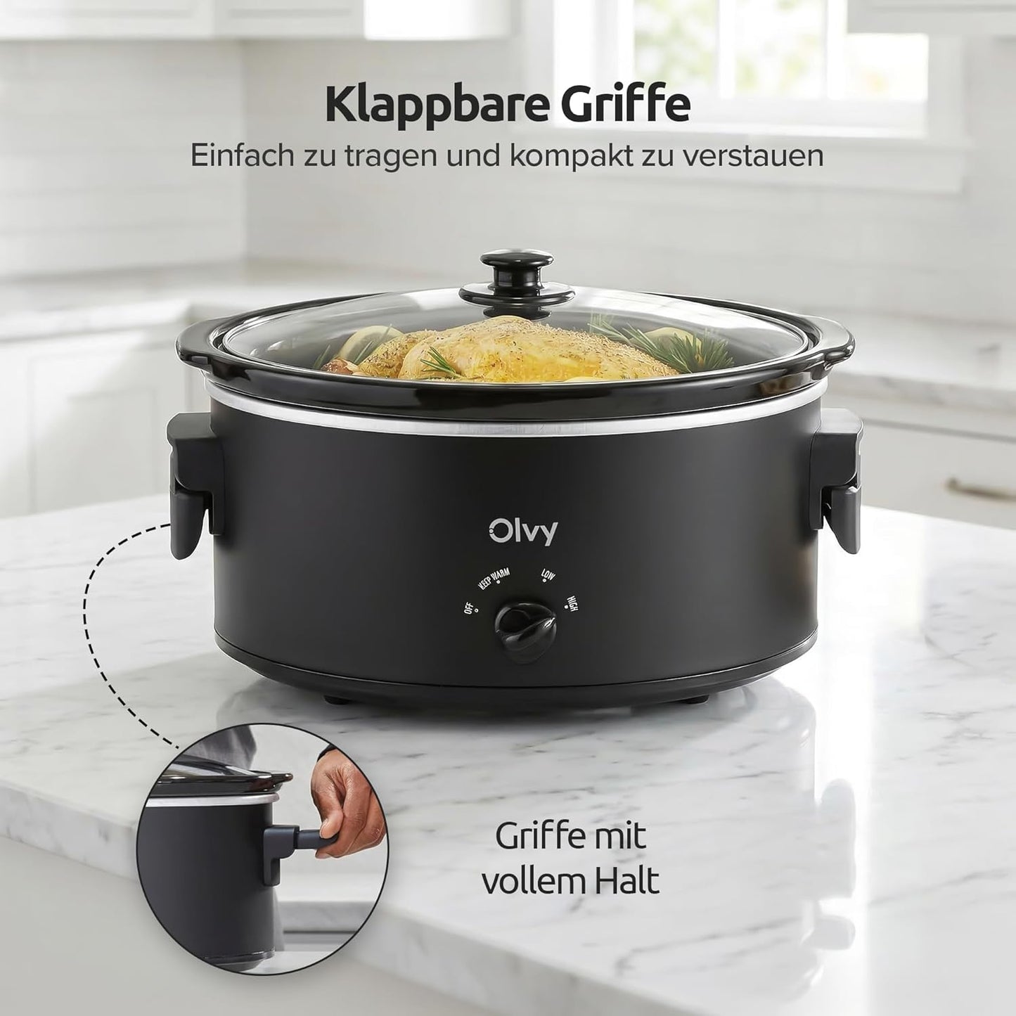 Slow Cooker 6L mit Keramik-Innentopf und 3 Stufen