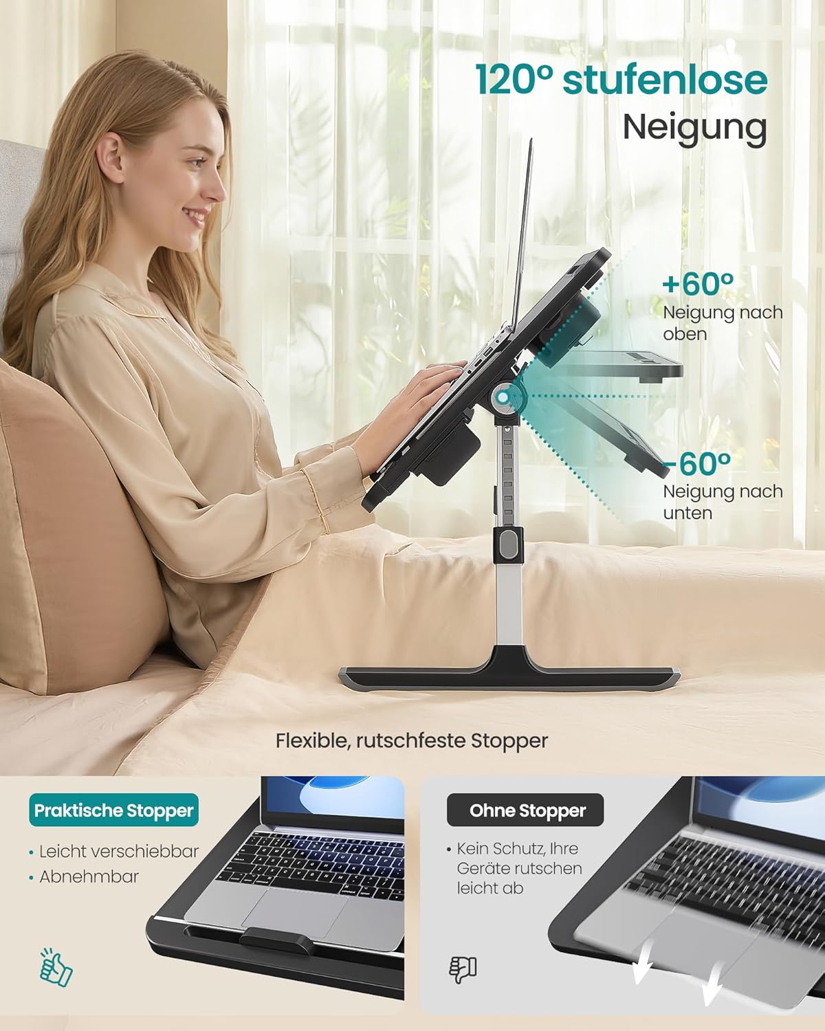 Laptoptisch mit höhenverstellbarer Tischplatte