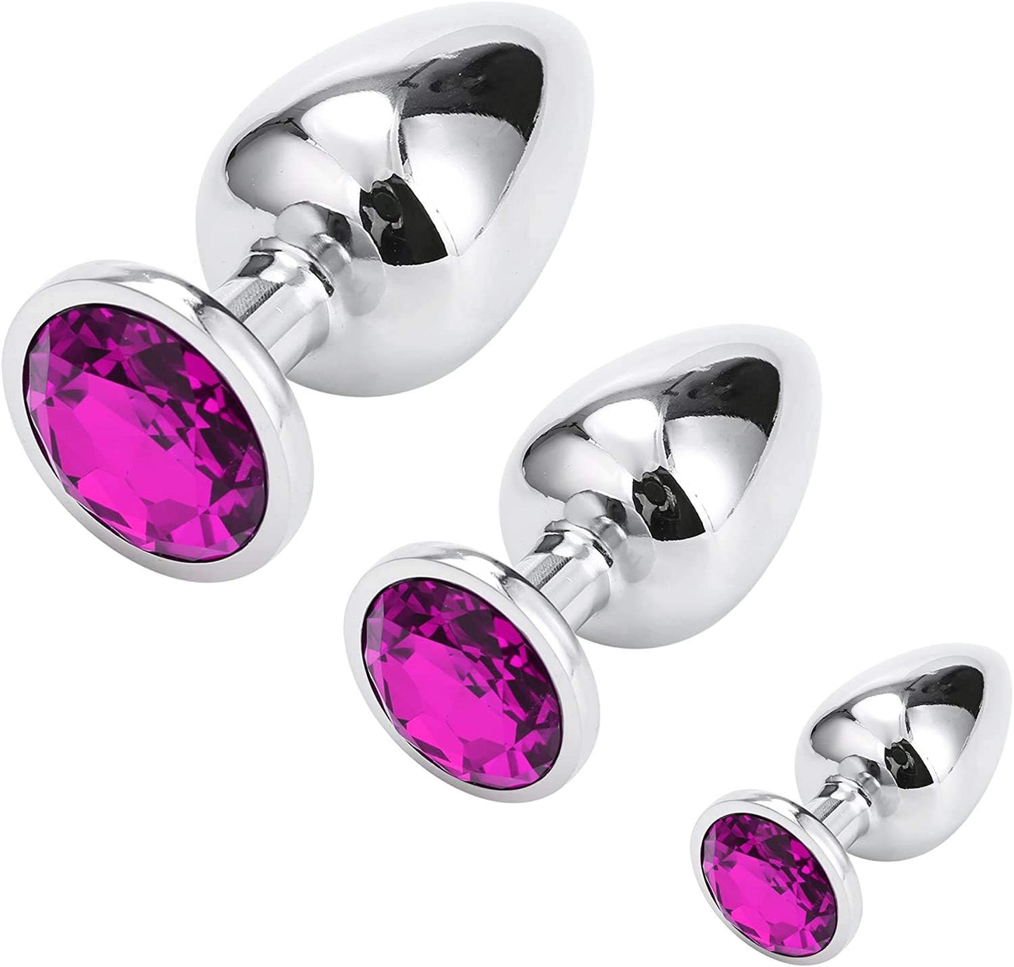3-teiliges Analplug Set mit Kristall, Dunkellila