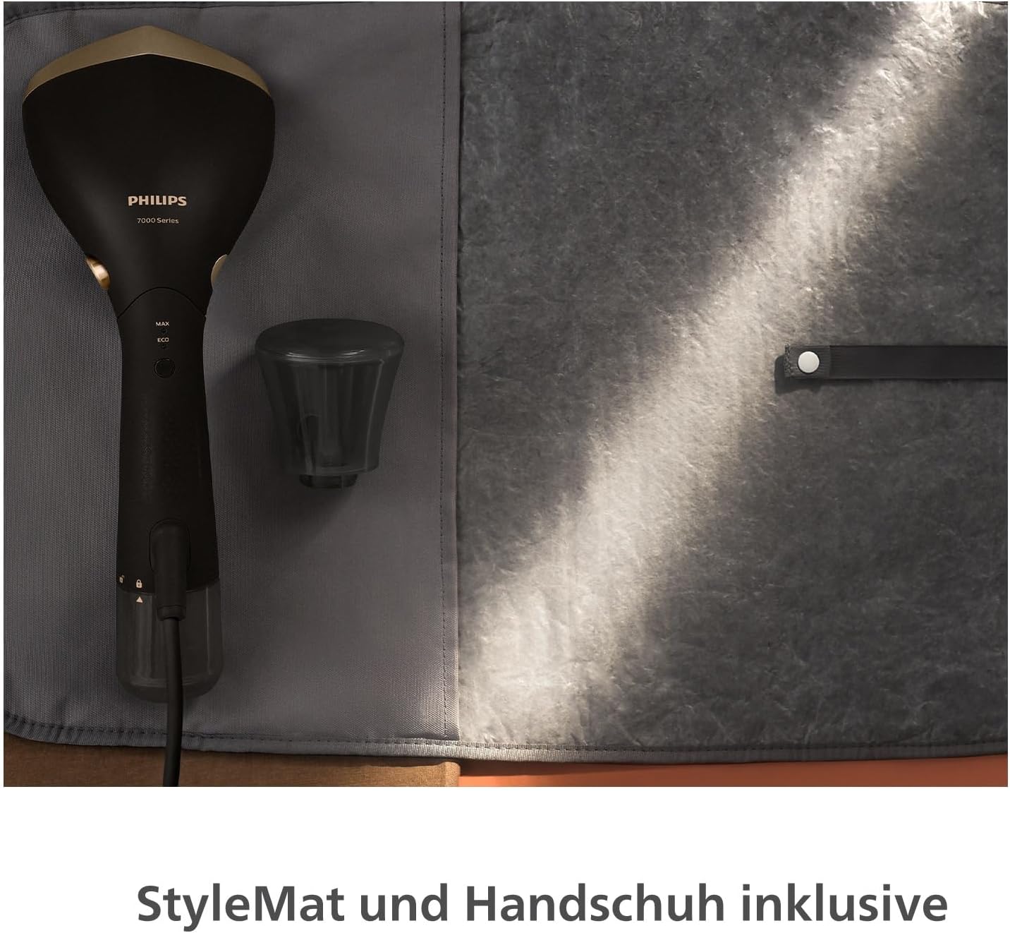 STH7060/80 Dampfbürste 7000 Series mit Zubehör-Set, Schwarz/Gold inkl. Handschuh & Stylemat