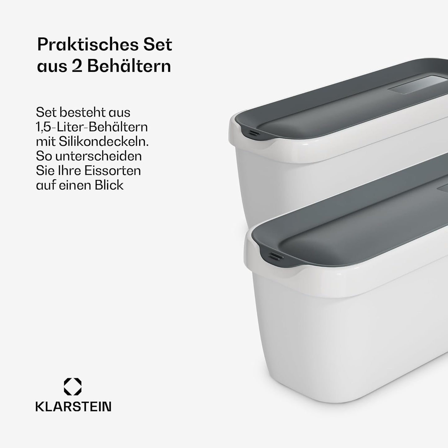 2er-Set Eisbehälter für Speiseeis, 2x1,5L Behälter