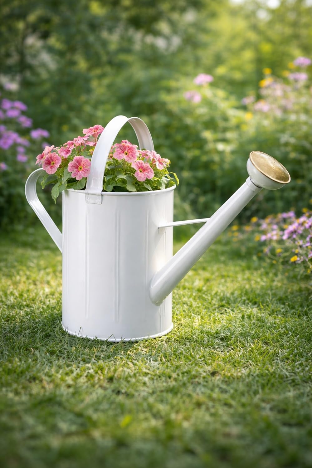 Zinkgiesskanne mit Giessbrause (10 L), Weiss Messing 7 Liter