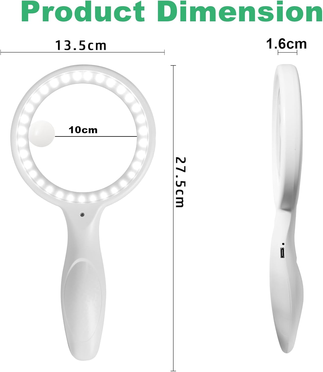 Handlupe mit Licht, 33led - Weiss