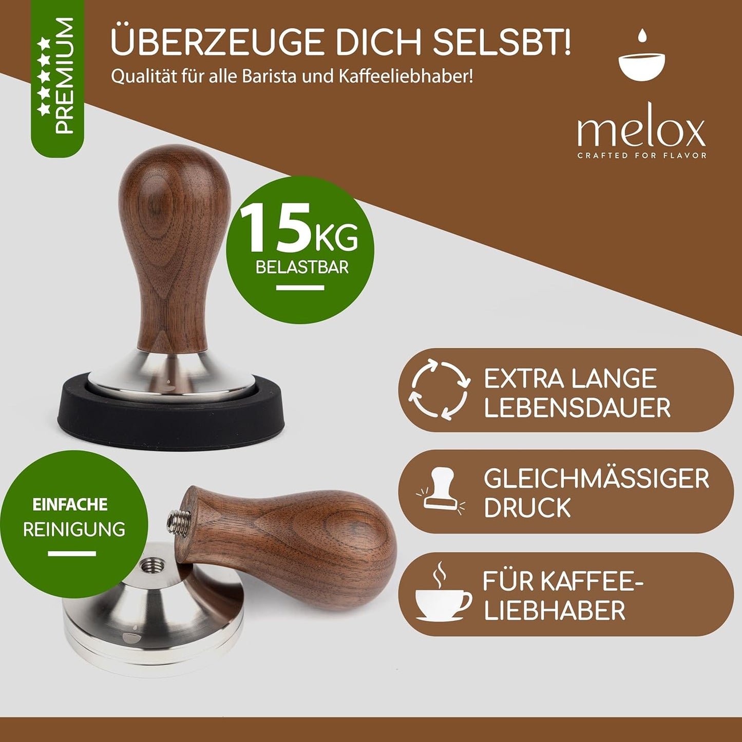 Barista Tamper, 58 mm, Walnussholz 58mm