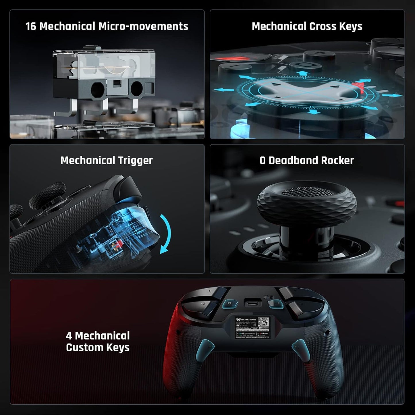 Kabelloser Controller mit benutzerdefinierten Tasten, C2pro-black