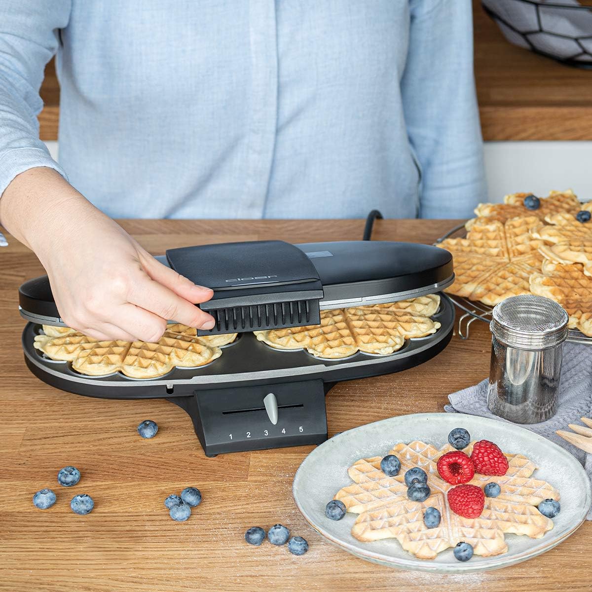 1320 Doppelwaffeleisen für zwei klassische Waffeln, Schwarz Single