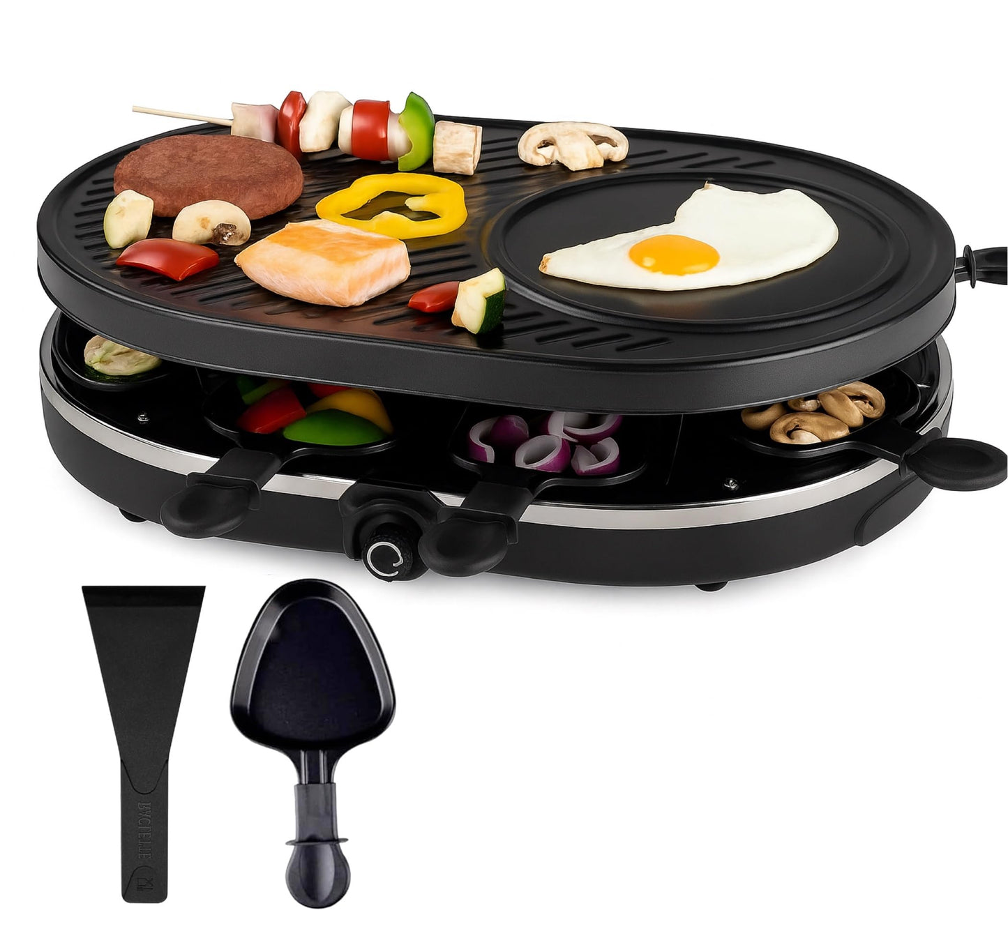 Raclette-Set für 8 Personen mit Pfännchen, Rund
