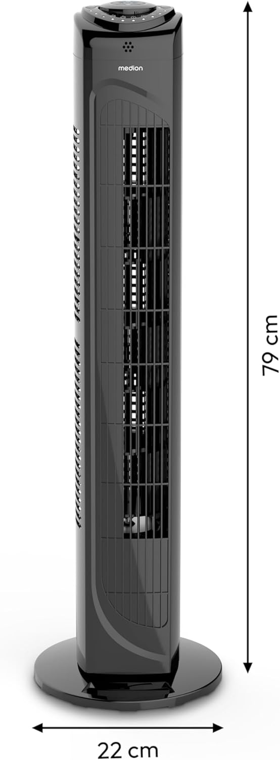 E11 TF Turmventilator mit Fernbedienung, Schwarz