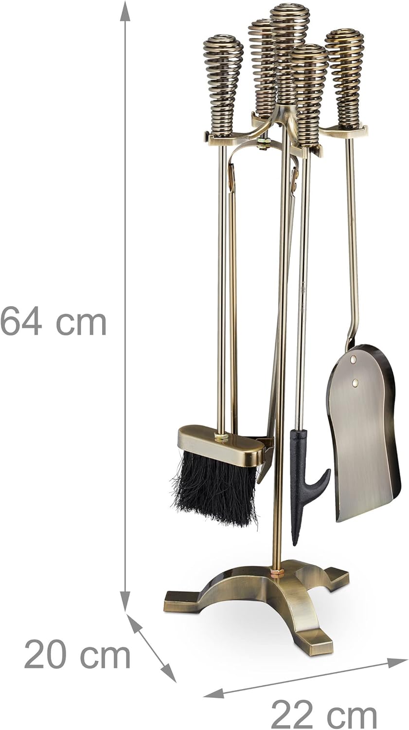 5-teiliges Kaminbesteck-Set mit Ständer