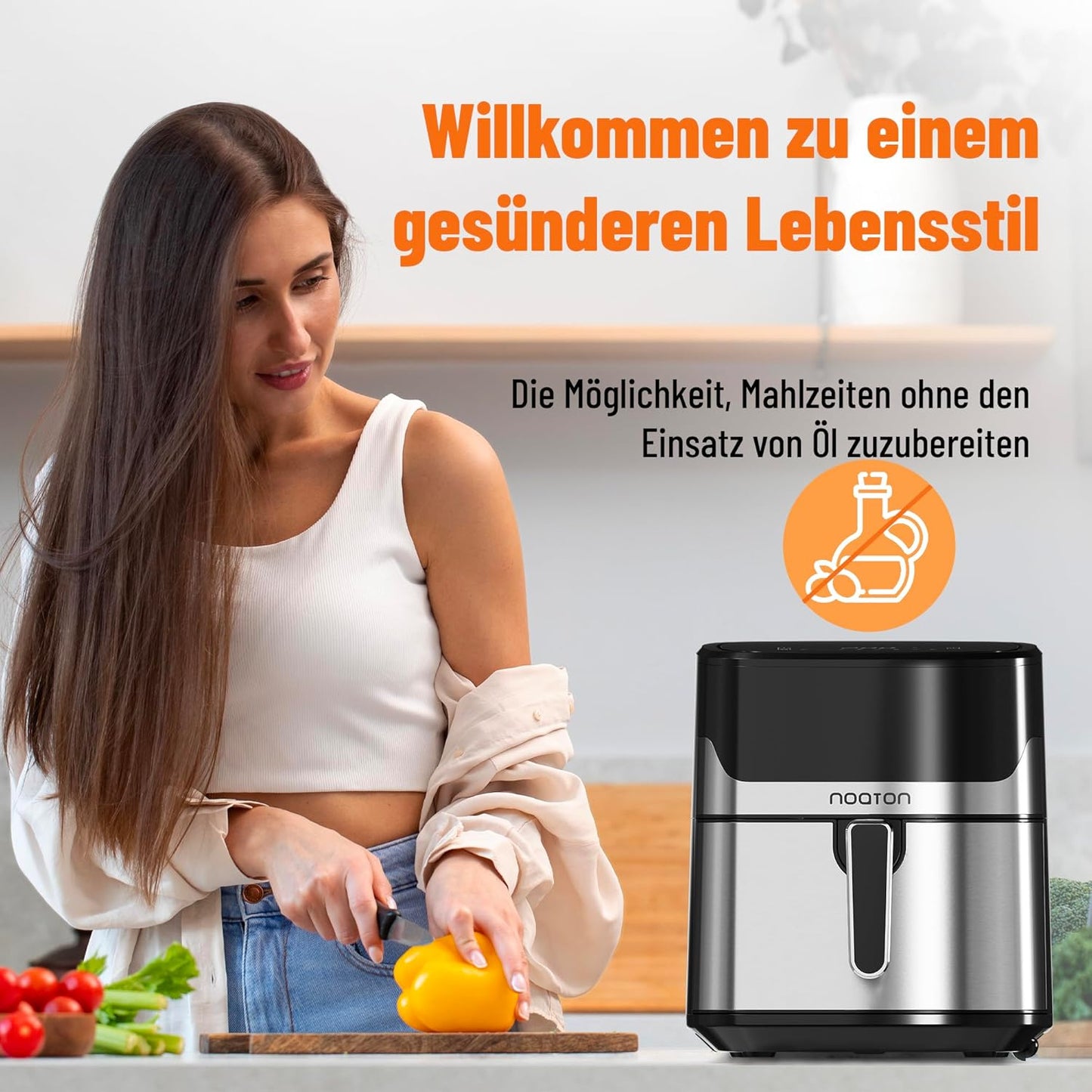 Heissluftfritteuse mit Touchscreen, 8 Programme, 6,2 L, 6,2 L