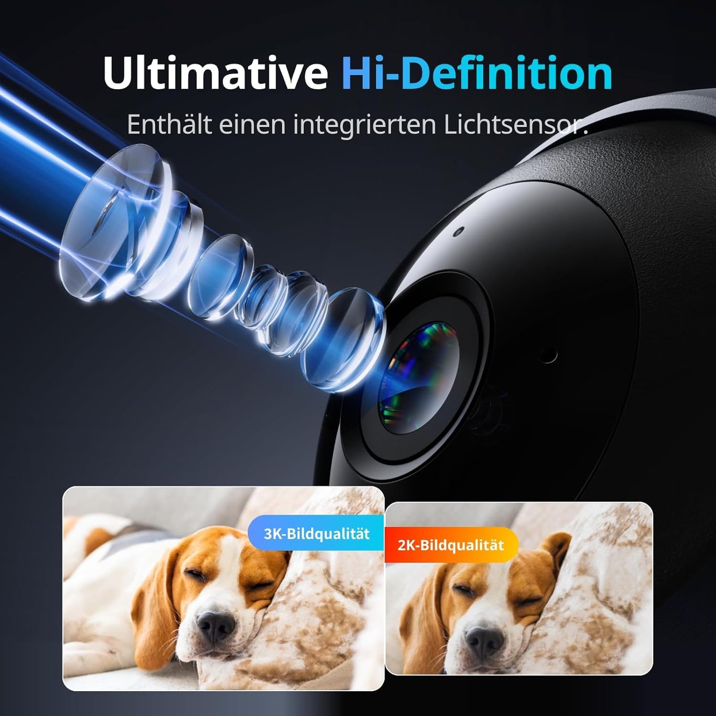 Sicherheitskamera 5MP mit 360° Bewegungsverfolgung, 3K