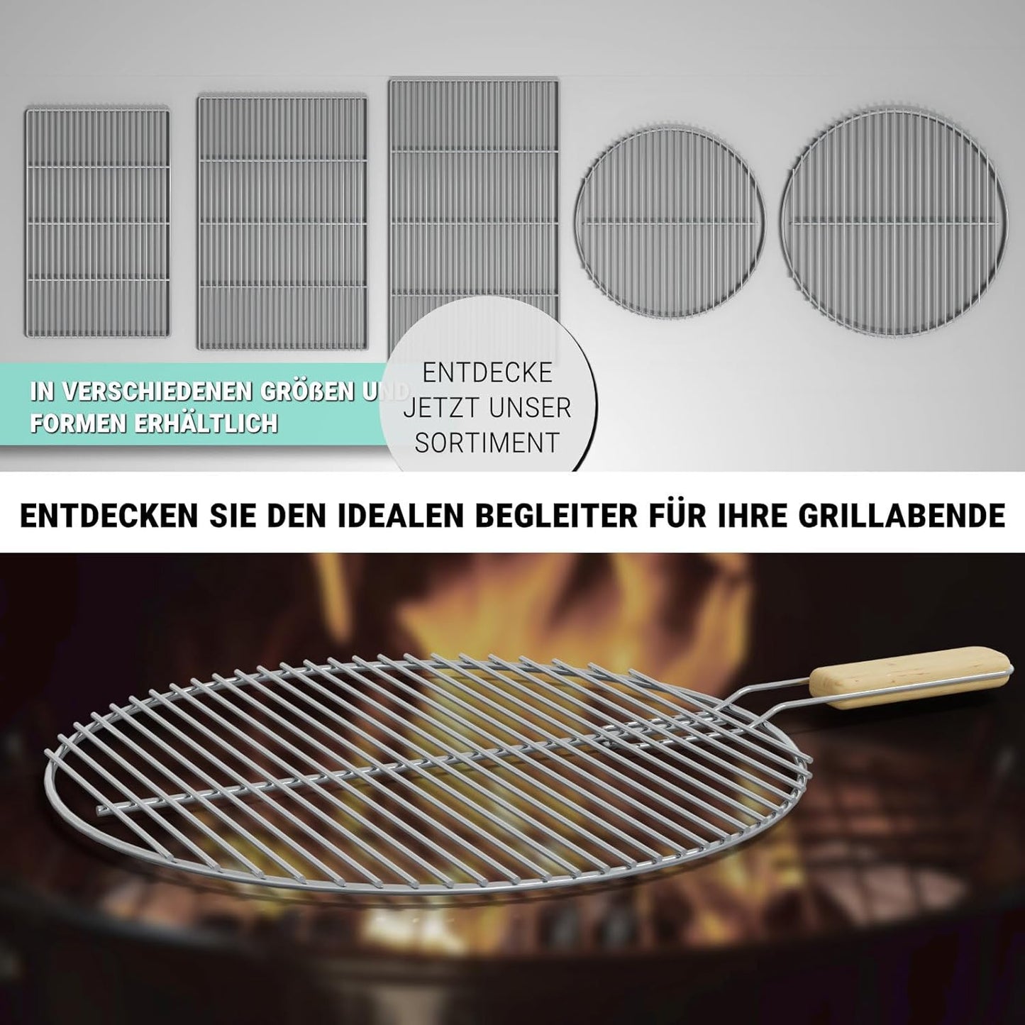 Runder Edelstahl Grillrost, Rund Ø54,5cm
