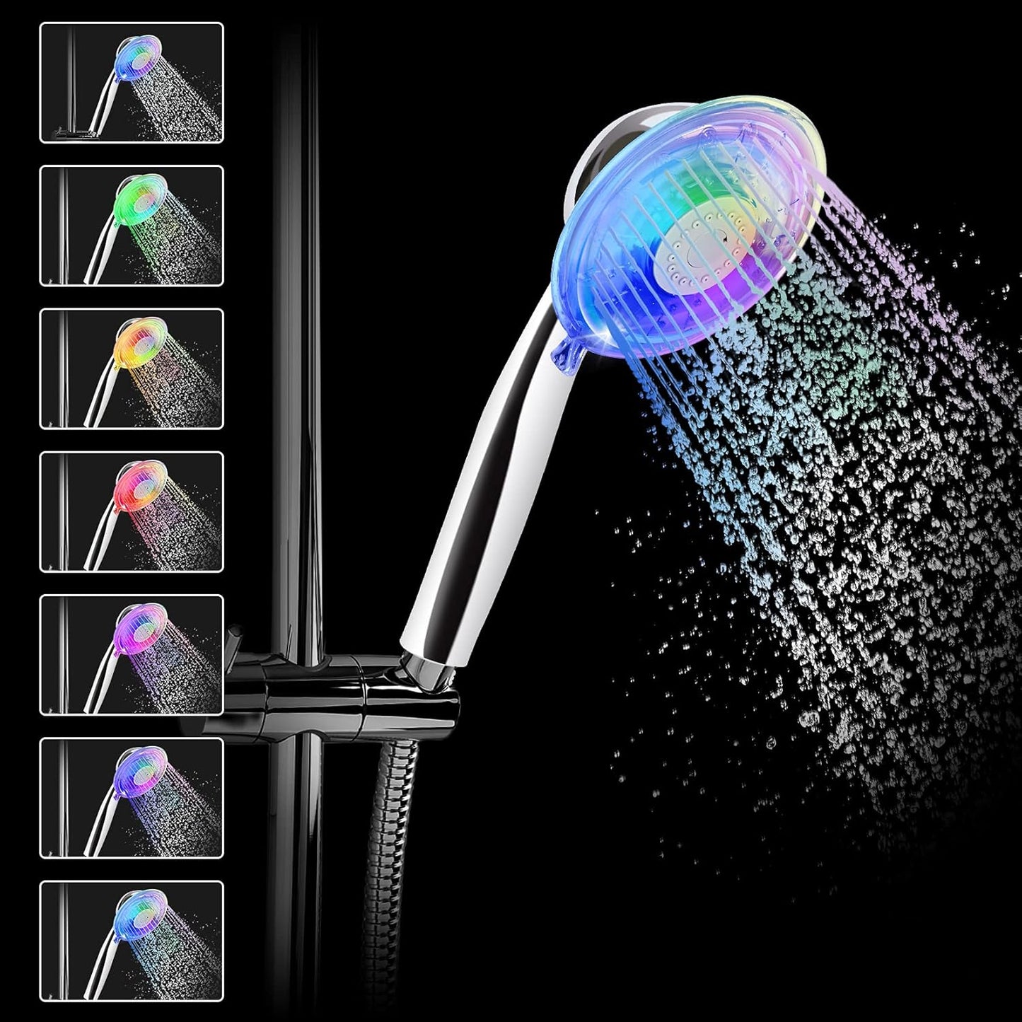 LED Duschkopf mit Farbwechsel und Wasserdurchflussregelung, 7 Farben
