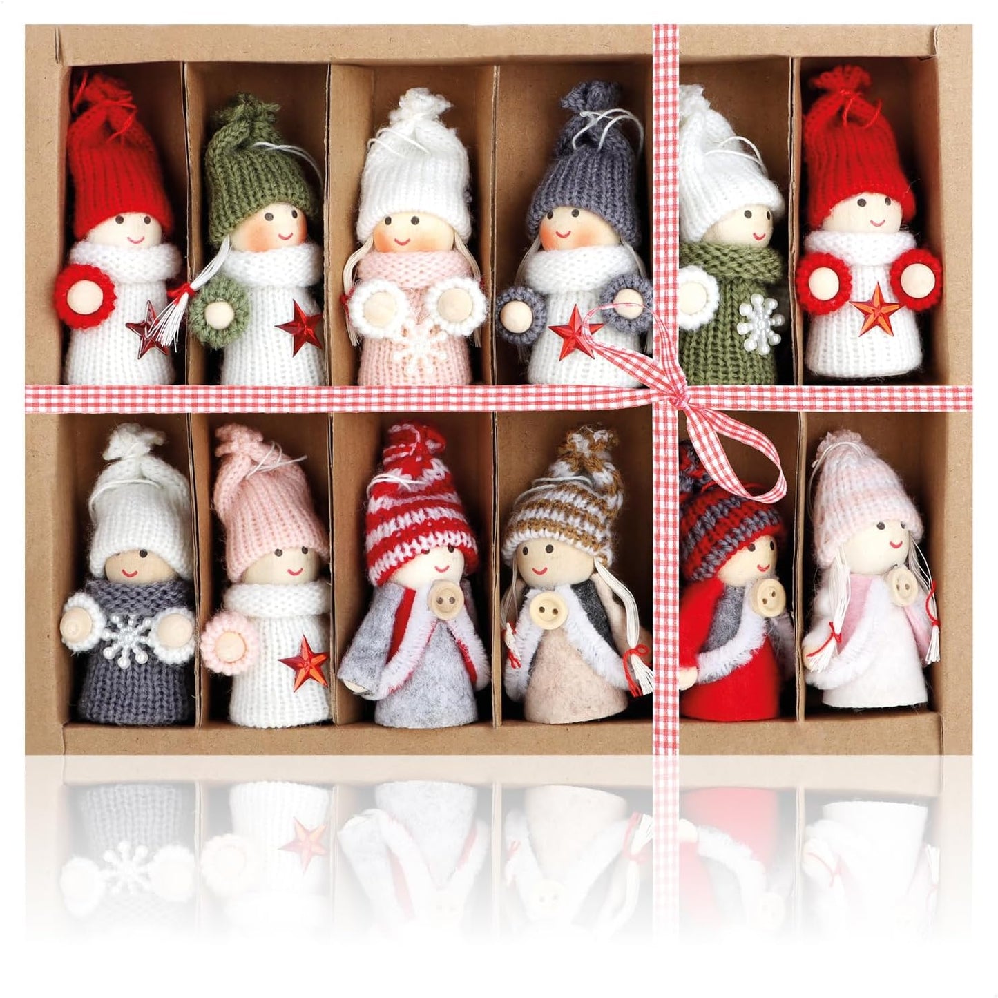 Weihnachtsbaum-Anhänger Engel-Set (12 Stück), Big Pack A - Rot + Rosa + Grau