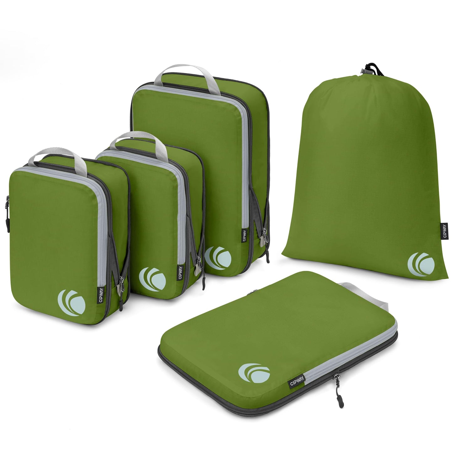 Kompressions-Packwürfel-Set (5-teilig, erweiterbar), 5PCS Green
