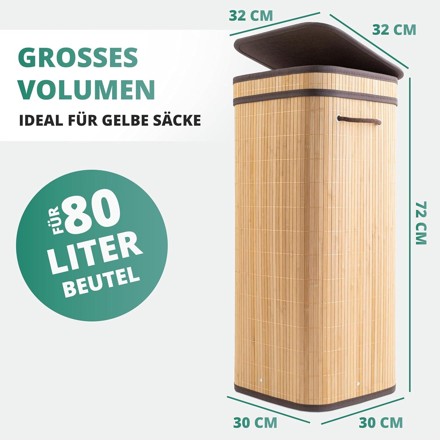 Müllsackständer für gelbe Säcke, Bambus / Dunkelbraun