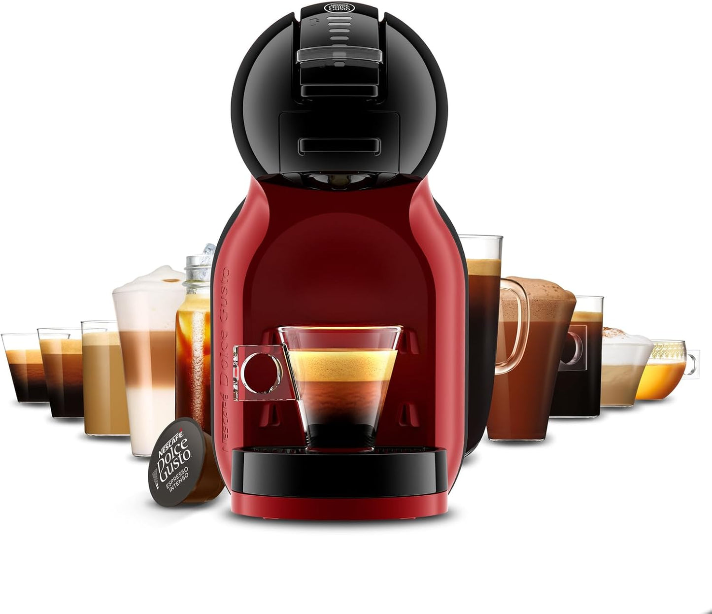 Mini Me Kapselmaschine, 0,8 L Schwarz/Cherry Red