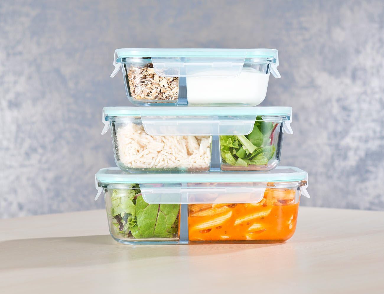 3-teiliges Frischhaltedosen-Set mit 2 Kammern