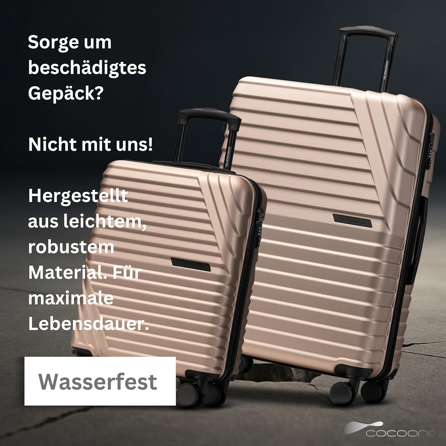 Reisekoffer-Set mit Rollen & TSA Schloss (2-teilig), Champagner 2er SET