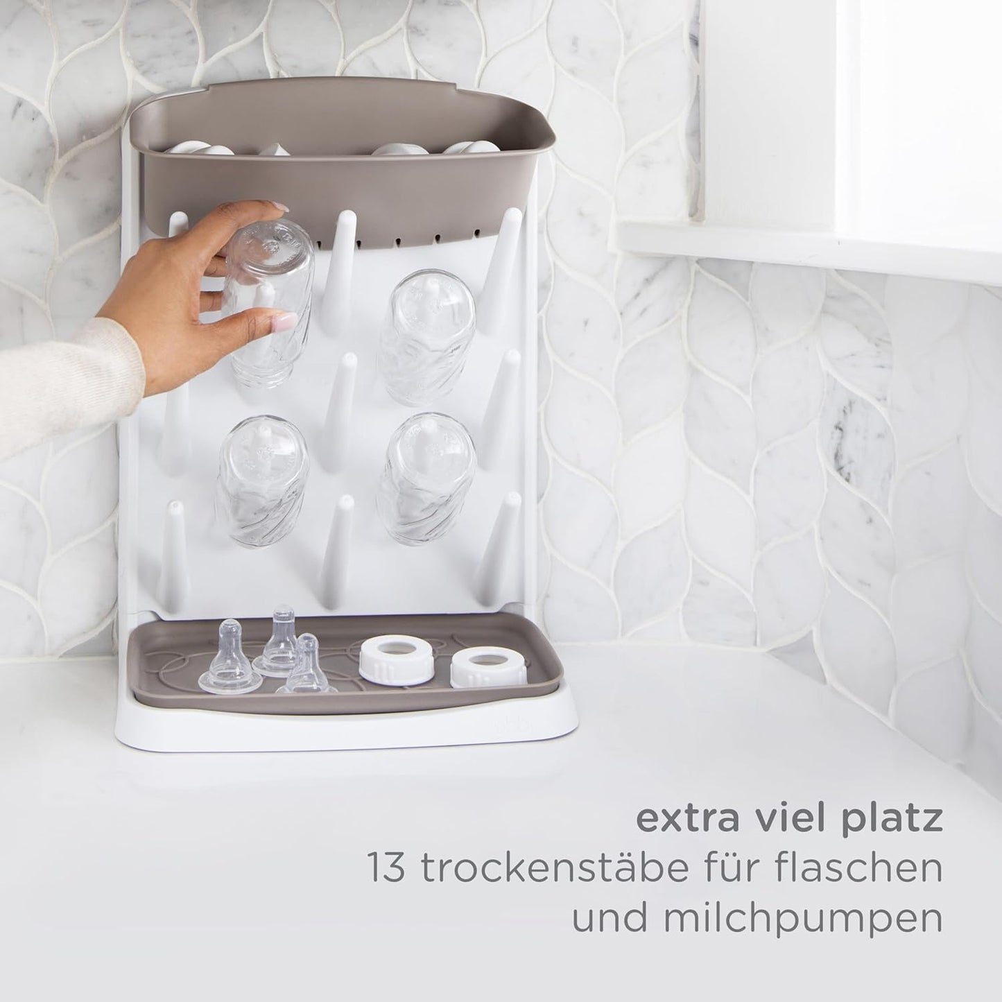Vertikaler Babyflaschen-Trockenständer, Taupe