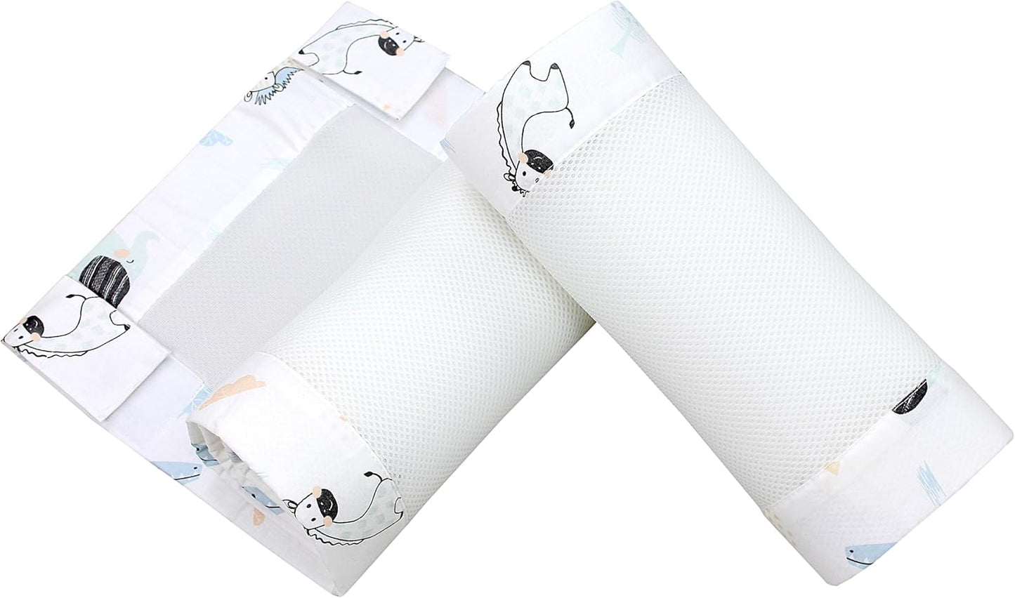 Bettumrandung 3D Mesh Schutz, ca. 128 x 30 cm (für Babybett 140x70) Blaue Tiere