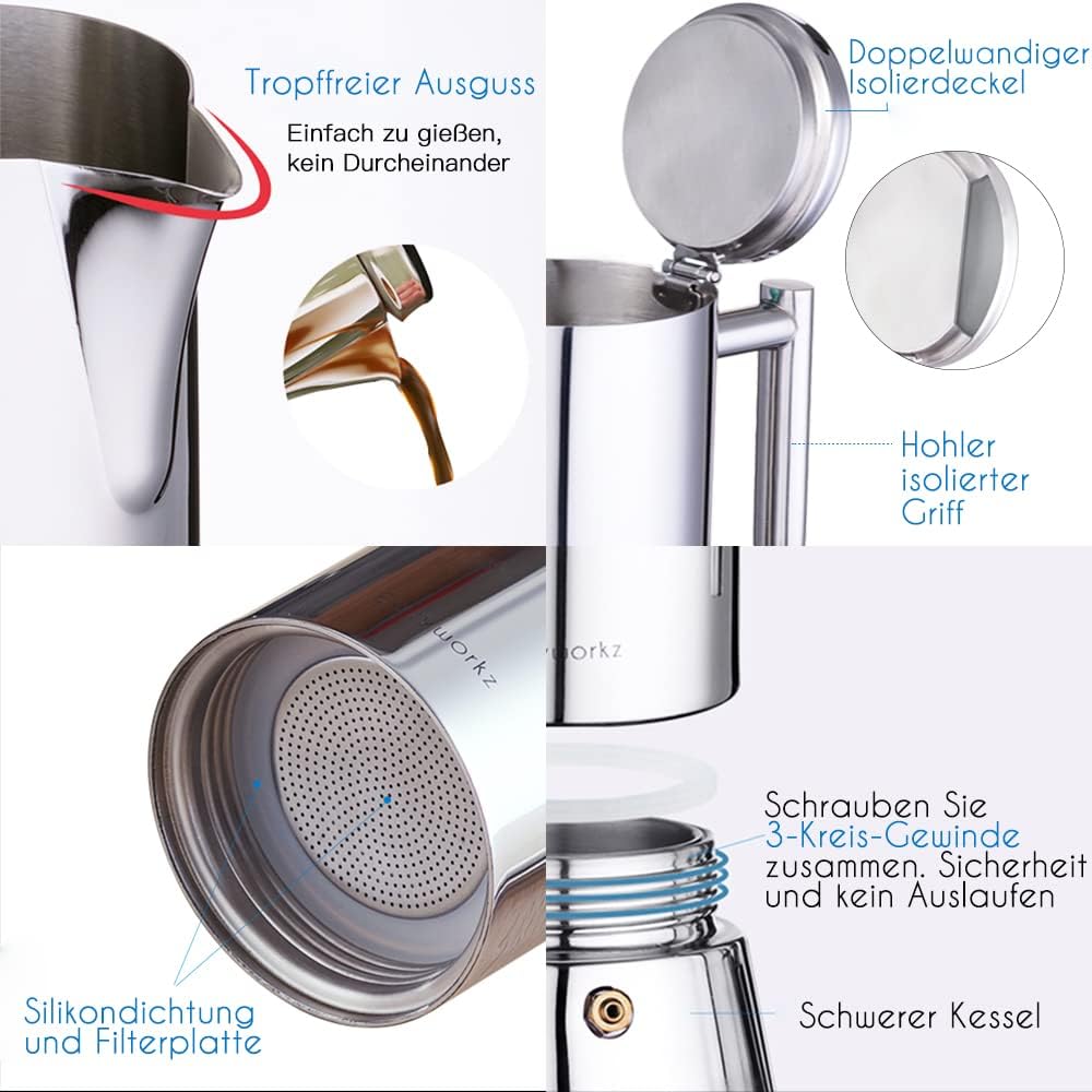 Espressokocher für 6 Tassen, 300ml 300ml
