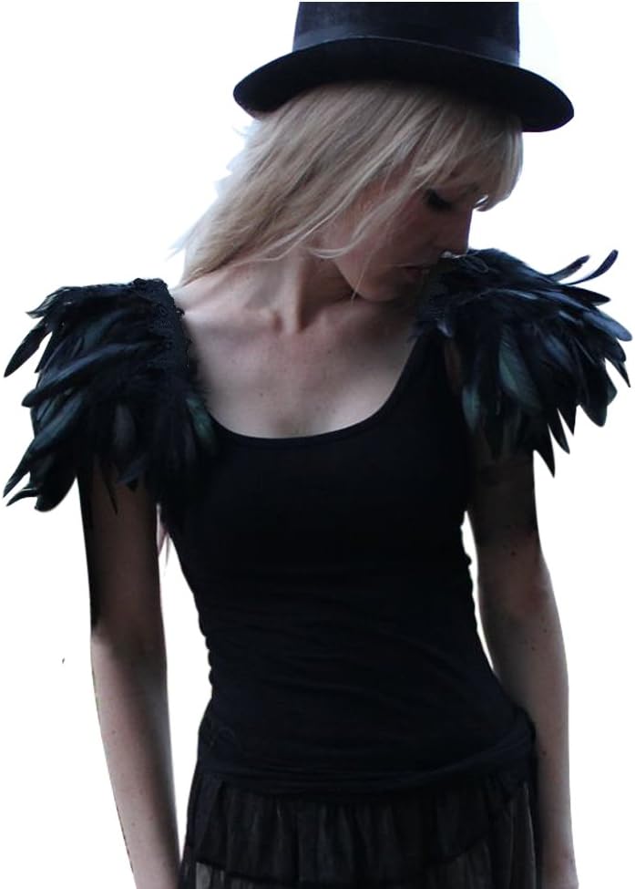 Gothic Feder Schulterumhang, Schwarz