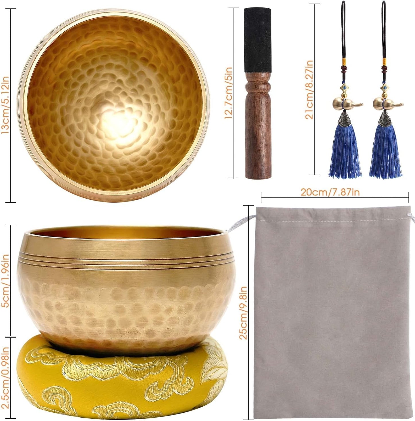 5-teiliges Tibetisches Klangschalen-Set, 13cm