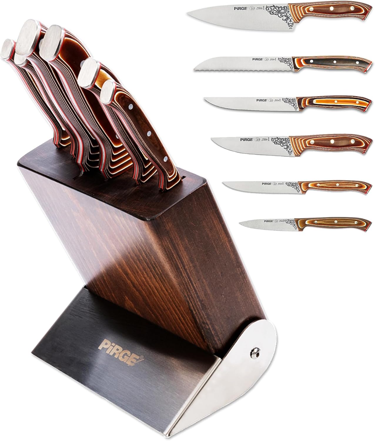 Elite Küchenmesser Set mit Messerblock, 7 TLG
