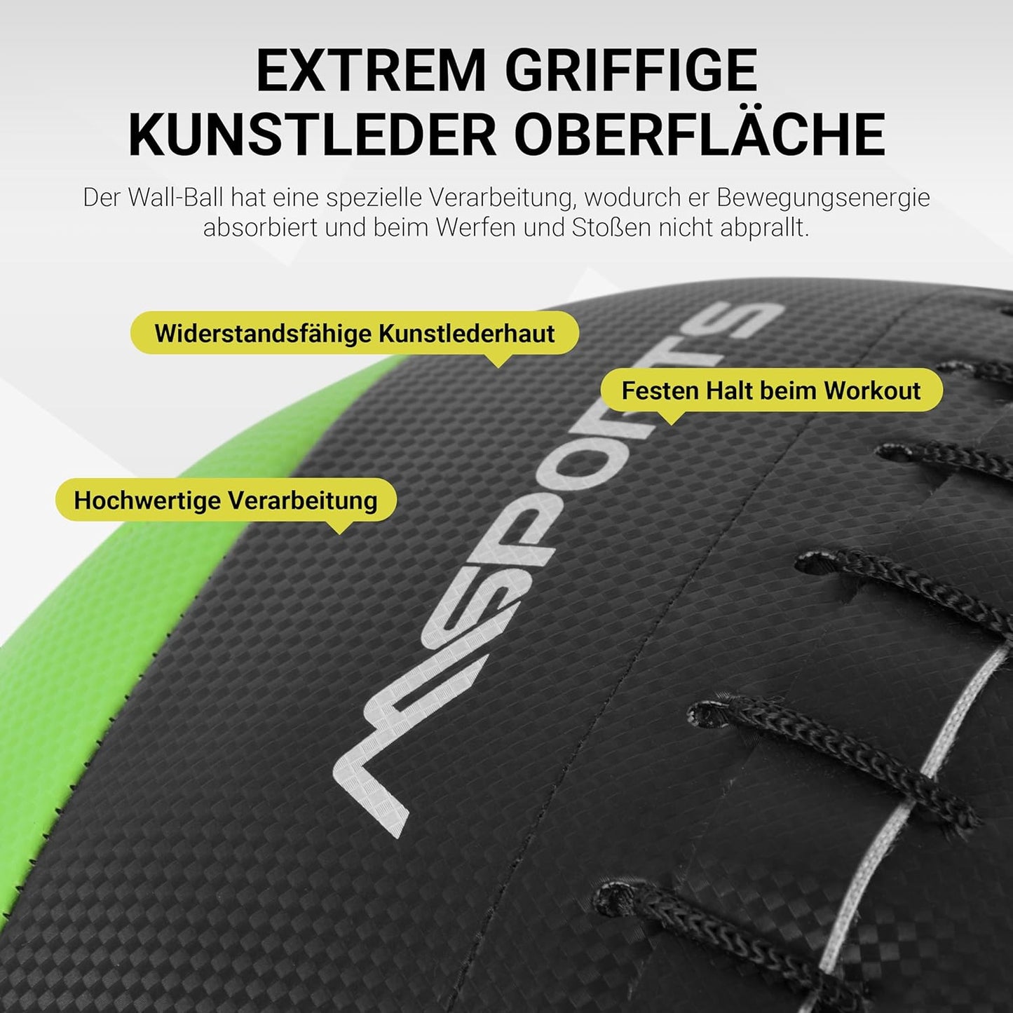 Wall-Ball Medizinball, 4 kg - Grün