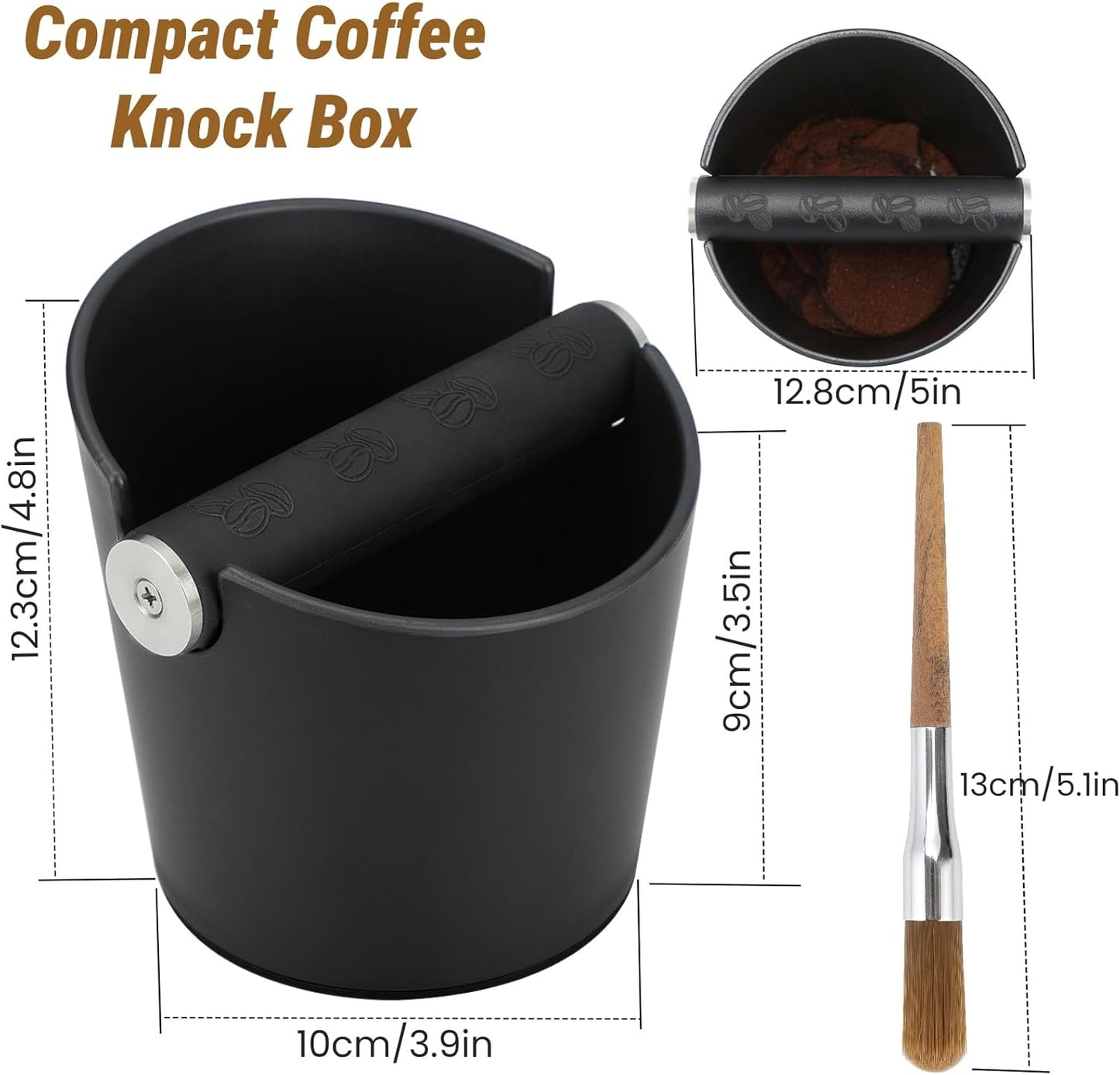 Espresso Knock Box mit Bürste und Rutschschutz