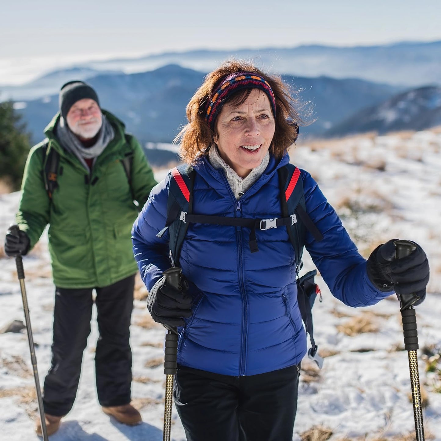 Ultraleichte Trekking- und Wanderstöcke, Schwarz und Gold