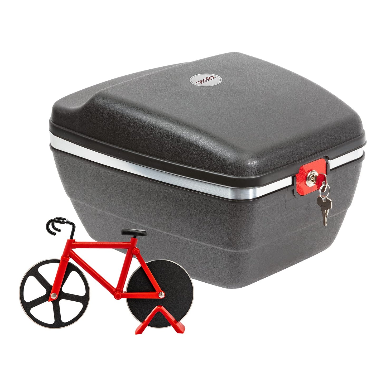 Fahrradkoffer mit Pizzaschneider-Fahrrad, Mit Pizzafahrrad