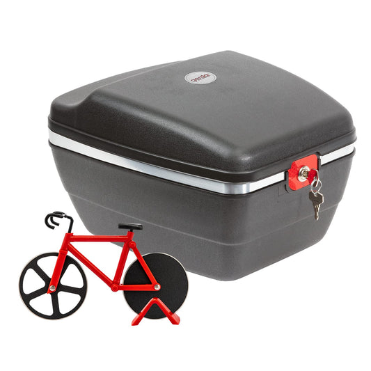Fahrradkoffer mit Pizzaschneider-Fahrrad, Mit Pizzafahrrad